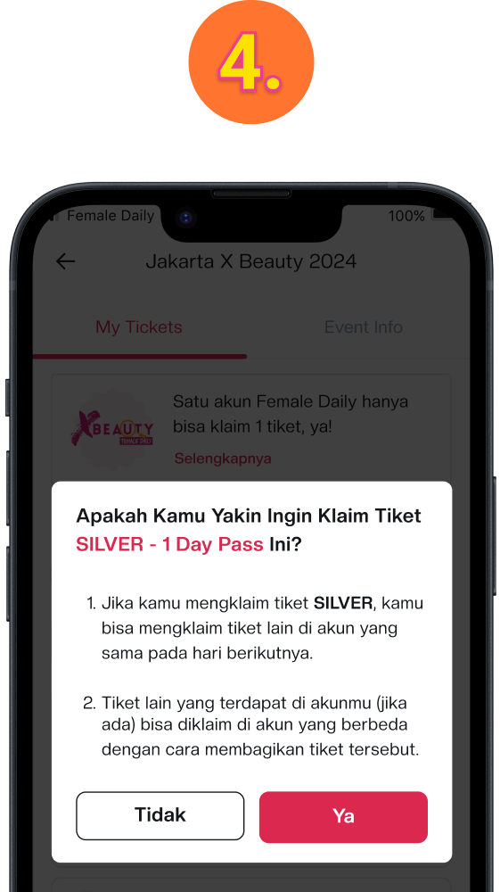 Untuk klaim tiket, pilih button “Ya”